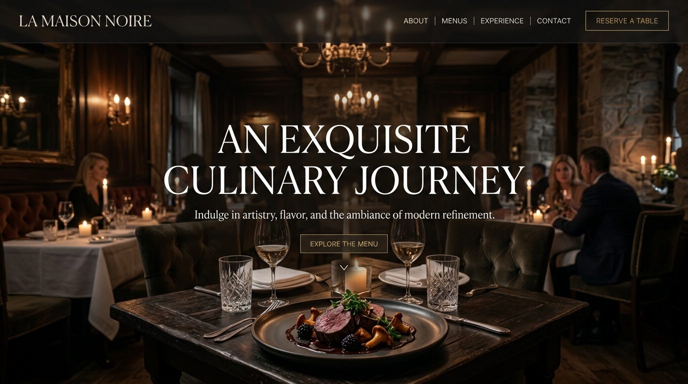 Restaurant website homepage hero